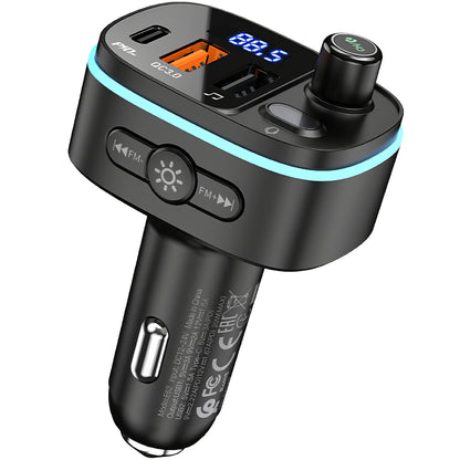 Modulatore FM Bluetooth HOCO E62 Fast, 2 x USB-A - 1 x USB-C