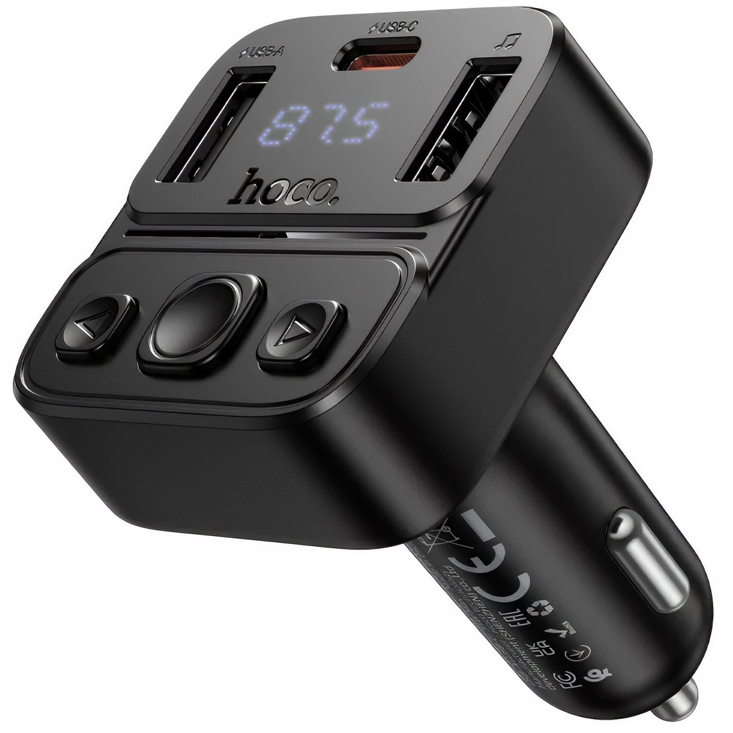Modulateur FM Bluetooth HOCO E87, 2 x USB-A - 1 x USB-C