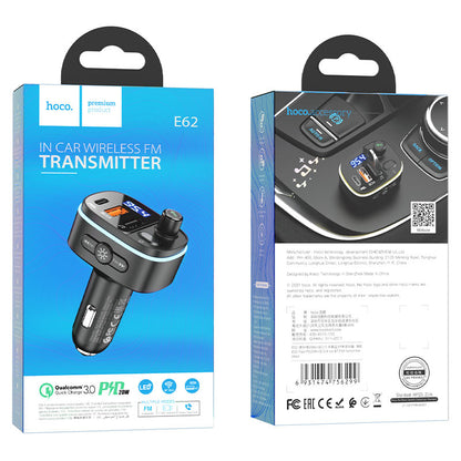 Modulatore FM Bluetooth HOCO E62 Fast, 2 x USB-A - 1 x USB-C