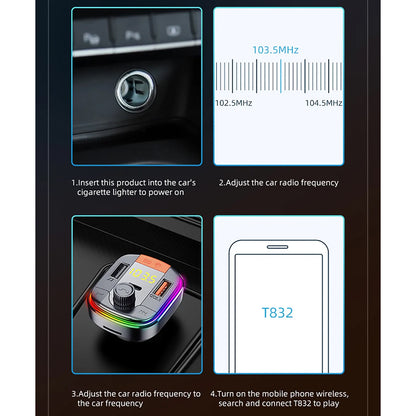 Modulateur FM Bluetooth Yesido Y45, 2 x USB-A - 1 x USB-C - 1 x microSD