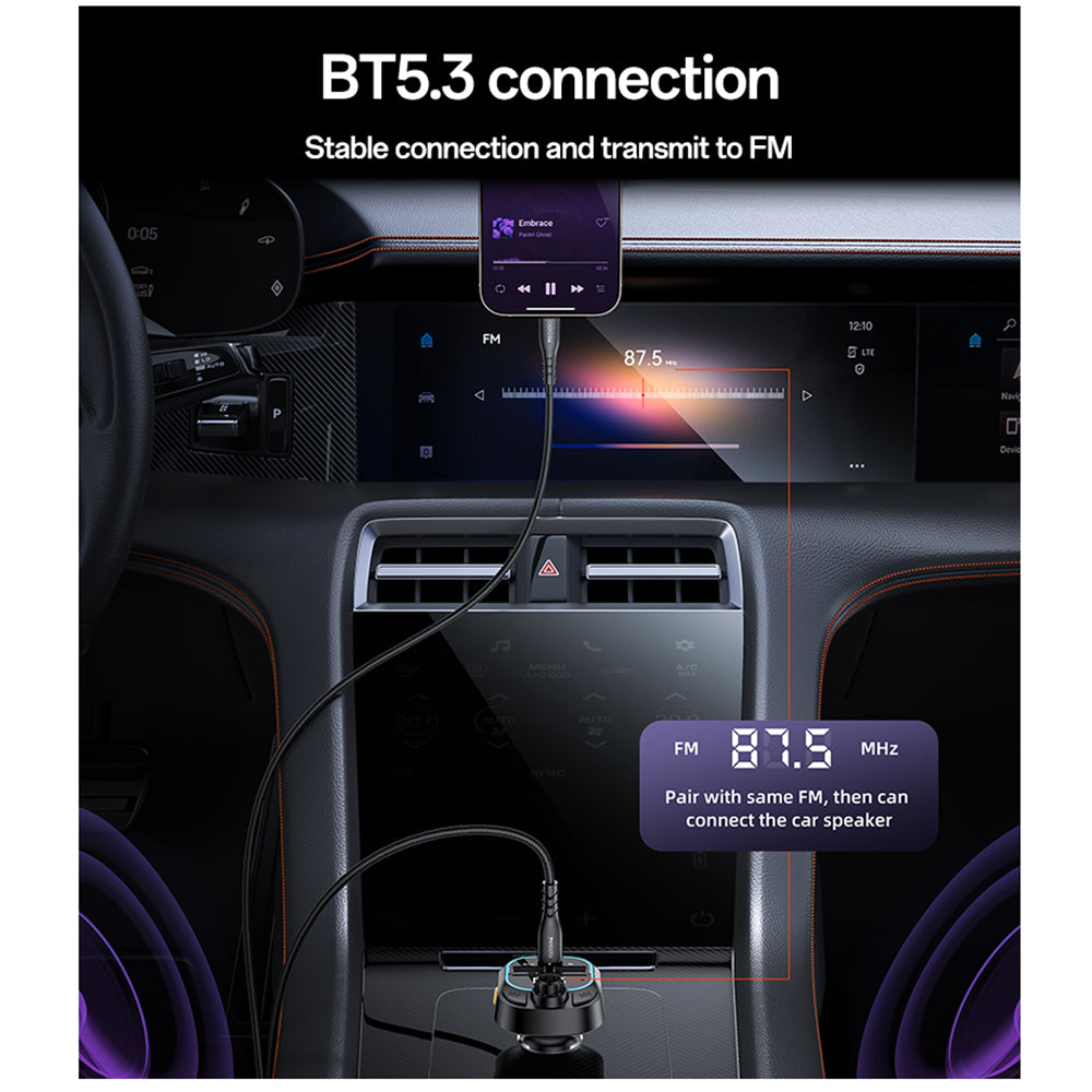 Modulateur FM Bluetooth Yesido Y70, 2 x USB-A - 1 x USB-C