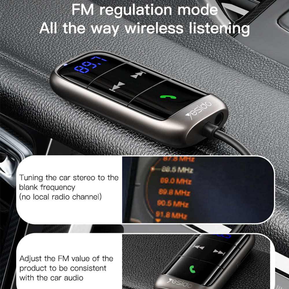FM Bluetooth Modulator Yesido YAU32, 1 x 3,5 mm - 1 x microSD