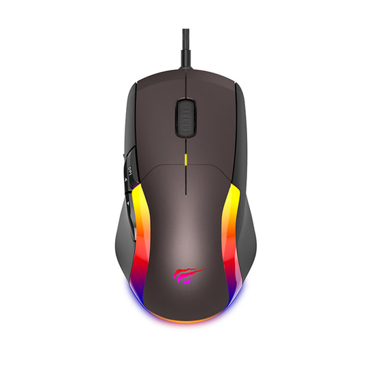 Gaming-Maus Wired USB HAVIT MS959S, RGB, 1200DPI - 8000DPI, 1.6m, Schwarz Ocker