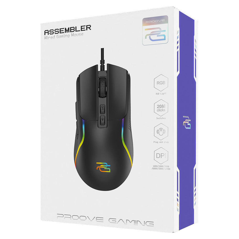 Mouse Gaming Cablato USB Proove Assembler, RGB, 12400DPI, Nero CMAS00000101