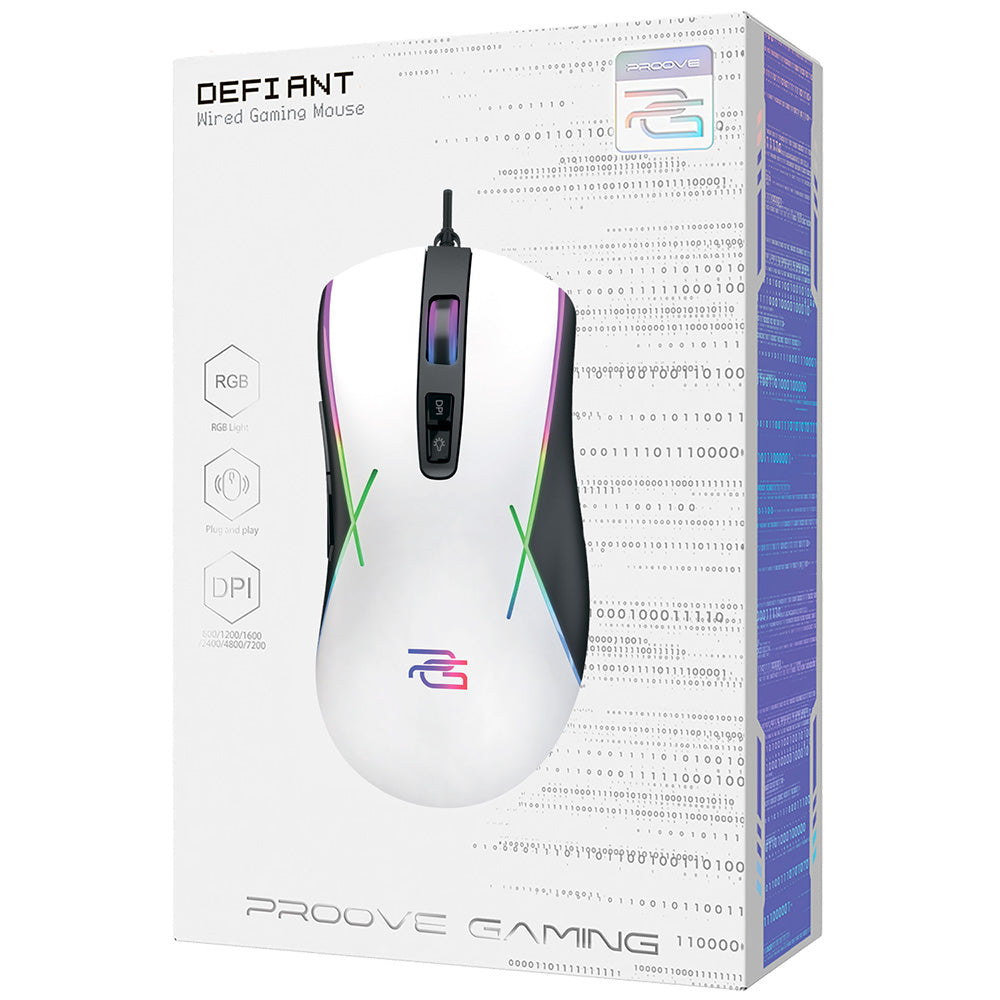 Gaming-Maus Wired USB Proove Defiant, RGB, 7200DPI, Weiß CMDE00000101