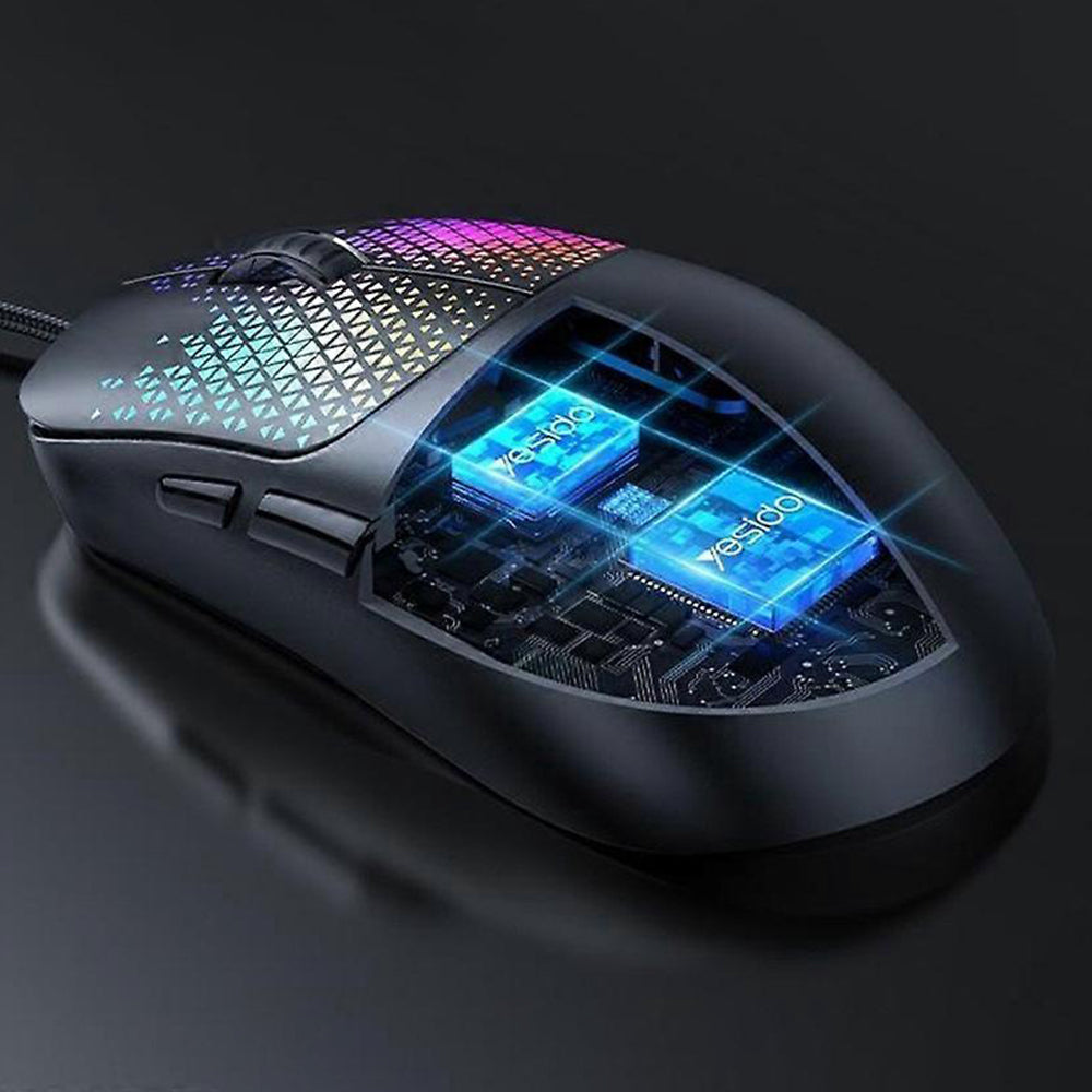 Mouse Gaming Cablato USB Yesido KB32, RGB, 7200DPI, Nero