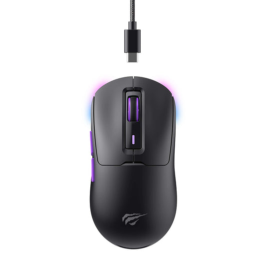 Souris Gaming Sans Fil HAVIT MS969WB, RGB, 1000DPI - 16000DPI, BT / Wi-Fi / Filaire, Noir