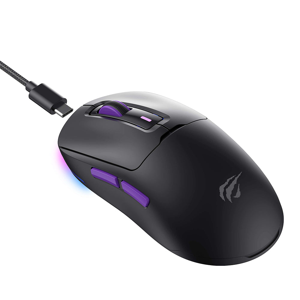 Gaming-Maus Wireless HAVIT MS969WB, RGB, 1000DPI - 16000DPI, BT / Wi-Fi / Kabelgebunden, Schwarz