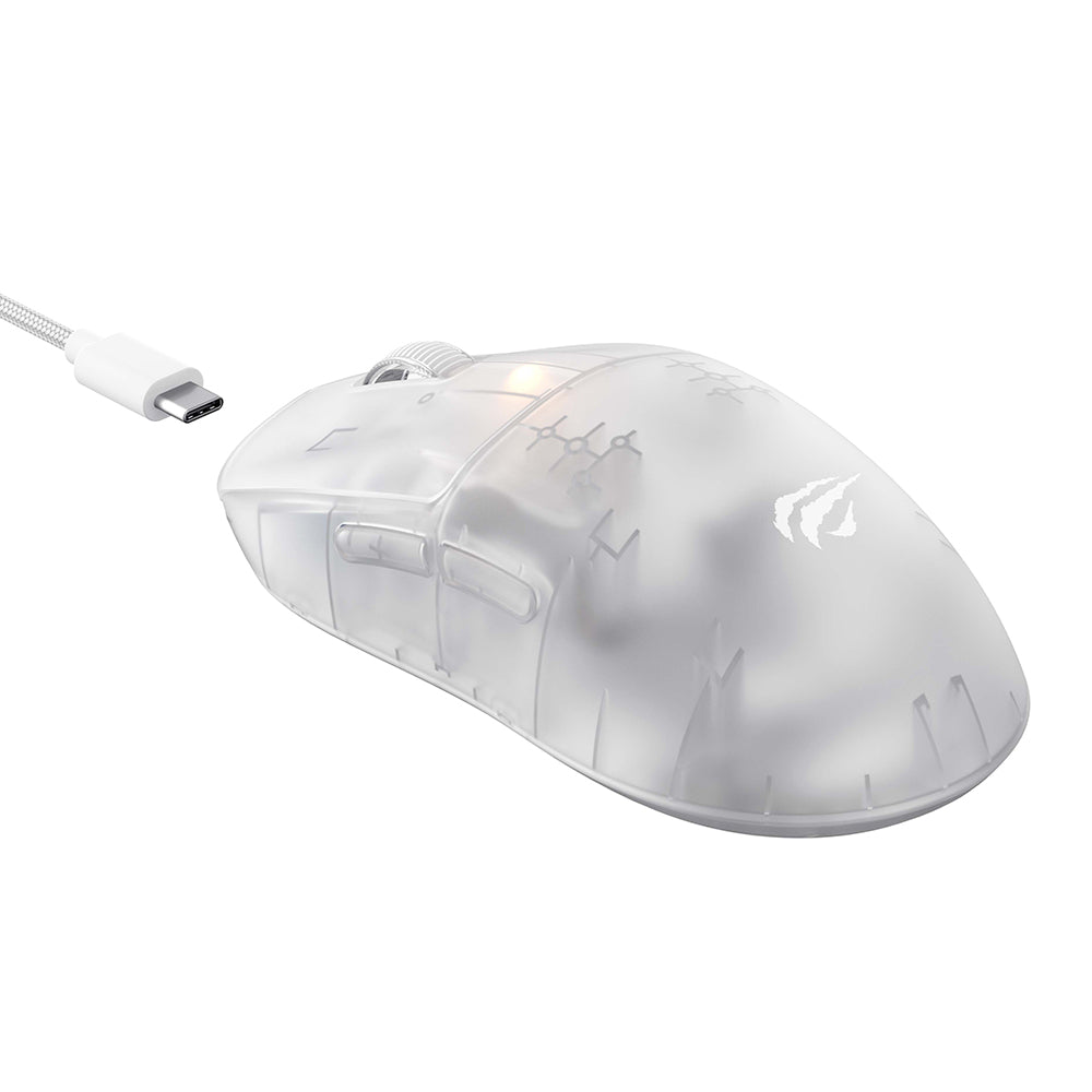 Mouse Gaming Wireless HAVIT MS970WB Pro, 800DPI - 12000mAh, Bianco Trasparente