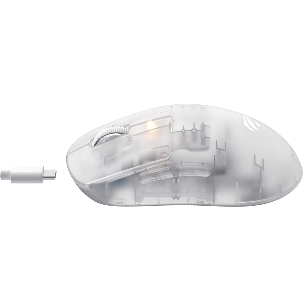 Mouse Gaming Wireless HAVIT MS970WB Pro, 800DPI - 12000mAh, Bianco Trasparente