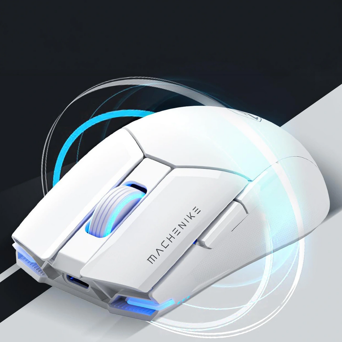 Souris gaming sans fil Machenike M7 Pro, RGB, 1000 DPI - 26000 DPI, blanc