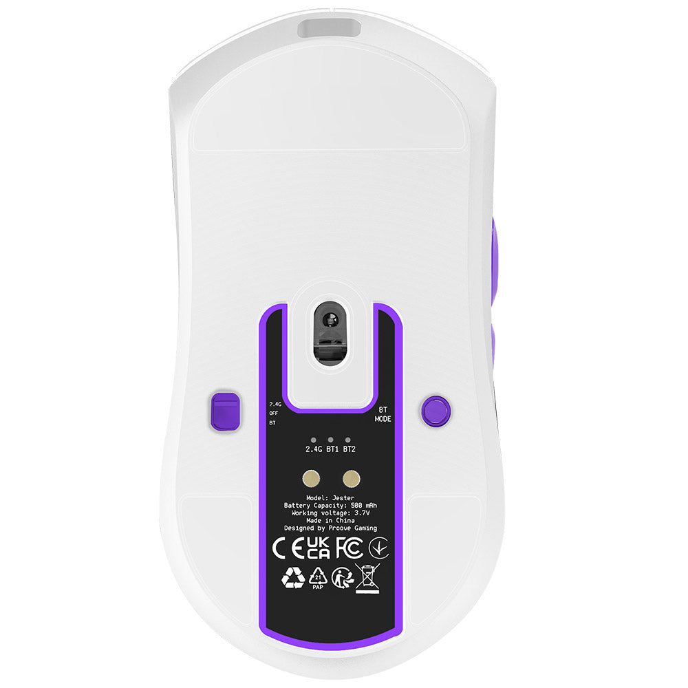 Souris Gaming Sans Fil Proove Jester, 800DPI - 26000DPI, Écran OLED, Blanc WMJS00022002