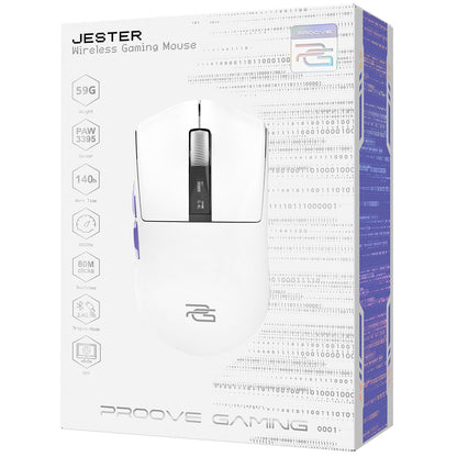 Gaming-Maus Wireless Proove Jester, 800DPI - 26000DPI, OLED-Display, Weiß WMJS00022002