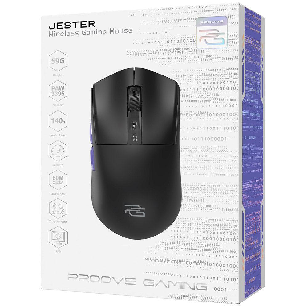 Souris Gaming Sans Fil Proove Jester, 800DPI - 26000DPI, Écran OLED, Noir WMJS00022001