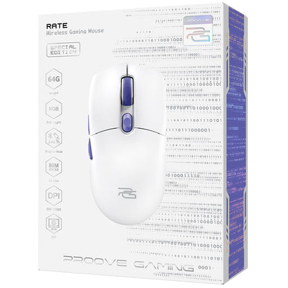 Mouse Gaming Wireless Proove Rate Special Edition, 800DPI - 12000DPI, Bianco CMRTWRS03002