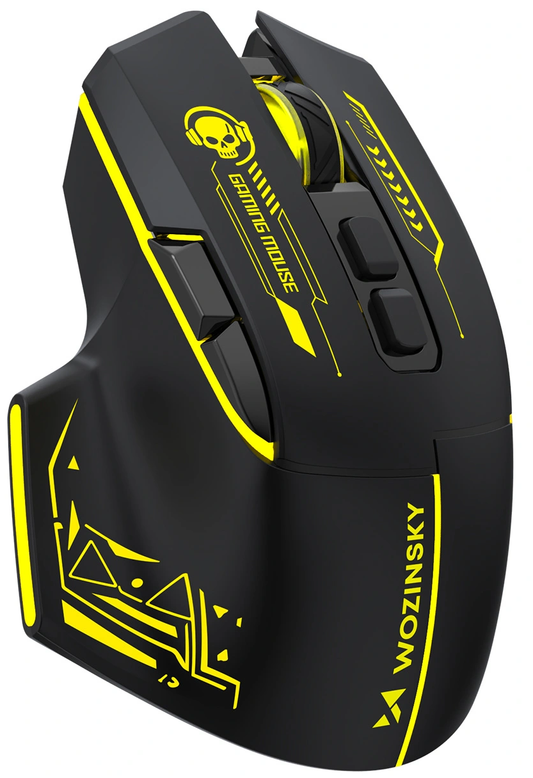 Mouse Gaming Wireless WZK WMGB-1181, 3200DPI, Nero Giallo
