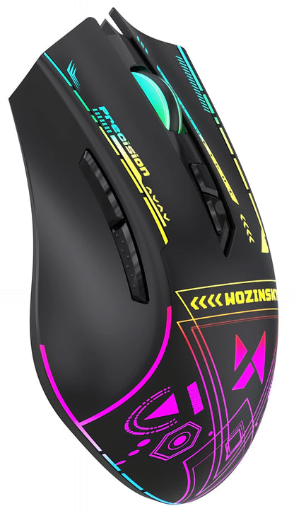 Mouse Gaming Wireless WZK WMGB-3200, 3200DPI, RGB, Nero