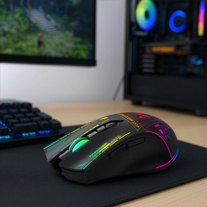 Mouse Gaming Wireless WZK WMGB-3200, 3200DPI, RGB, Nero