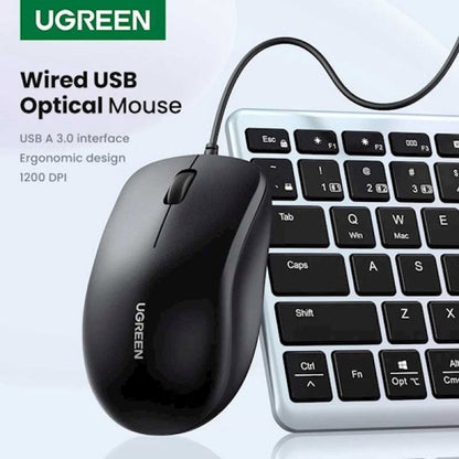 Mouse Wired USB UGREEN MU007, 1200DPI, 1.5m, Nero