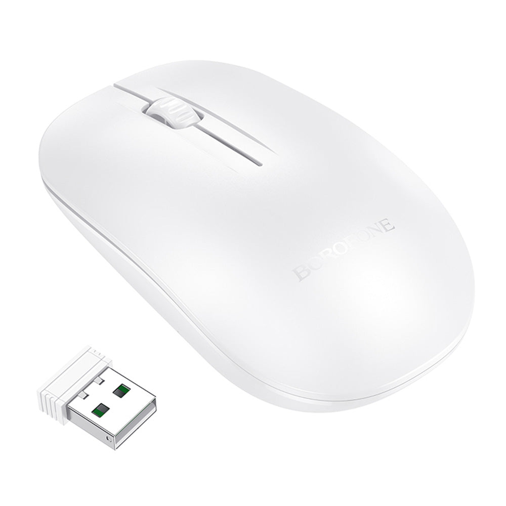 Mouse Wireless Borofone BG14 Planet, 1000DPI, BT / Wi-Fi, Bianco