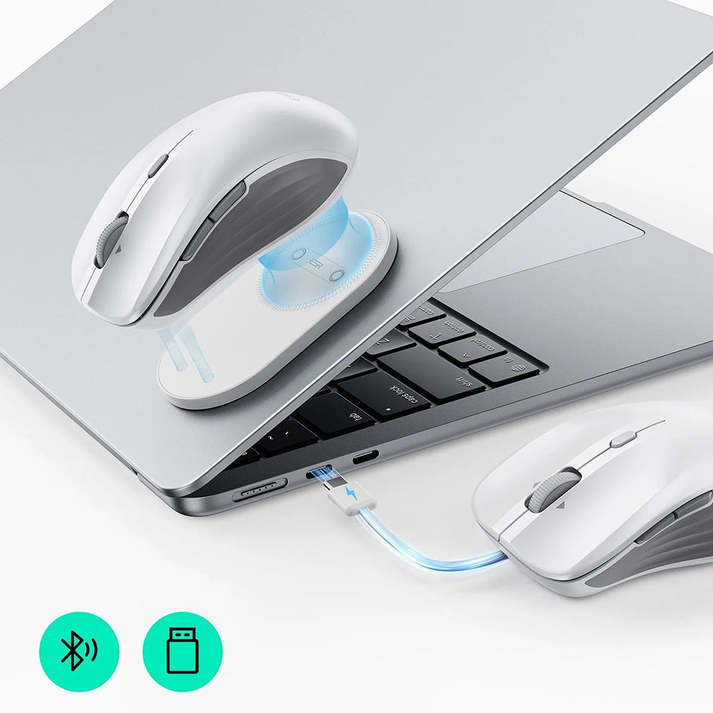 Mouse Wireless ESR MagMouse, 800DPI - 4800DPI, BT / Wi-Fi, Bianco
