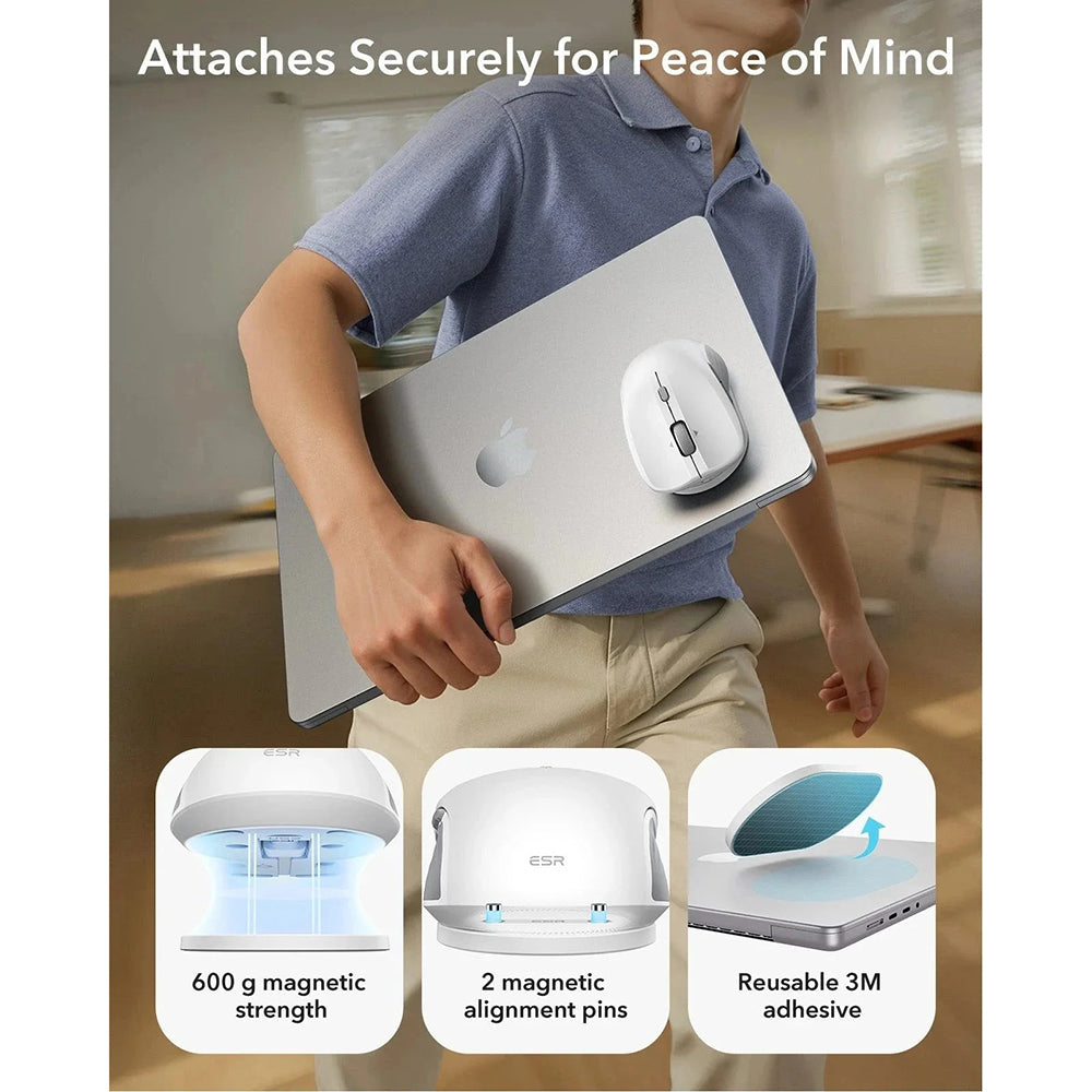 Mouse Wireless ESR MagMouse, 800DPI - 4800DPI, BT / Wi-Fi, Bianco