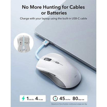 Mouse Wireless ESR MagMouse, 800DPI - 4800DPI, BT / Wi-Fi, Bianco