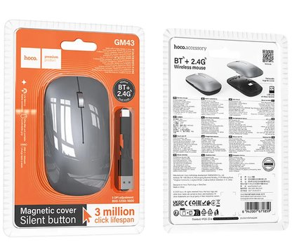 Mouse Wireless HOCO GM43, 1600DPI, BT / Wi-Fi, Grigio