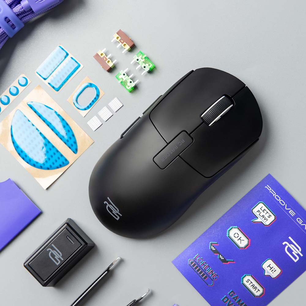 Wireless-Maus Proove RC Raider 8K, 800DPI - 32000DPI, BT / Wi-Fi / Kabelgebunden, Schwarz WMRR00122001