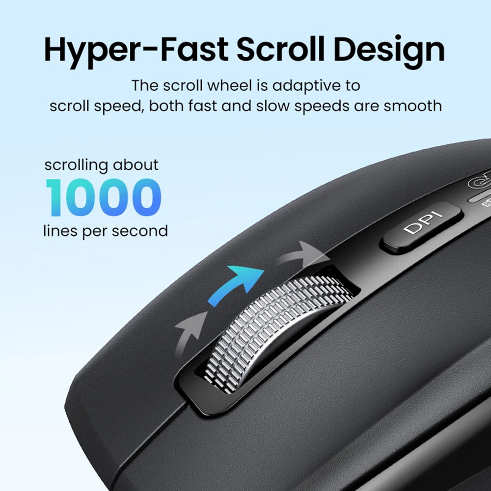 Souris sans fil UGREEN M751, 5000DPI, BT / Wi-Fi, Noir