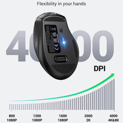 Mouse Wireless UGREEN MU006S (85082), 4000DPI, BT / Wi-Fi, Grau