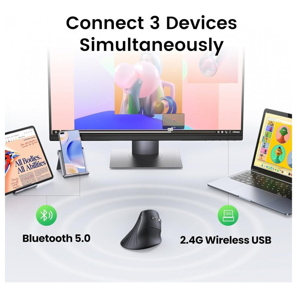 Mouse Wireless UGREEN MU008, 4000DPI, Nero