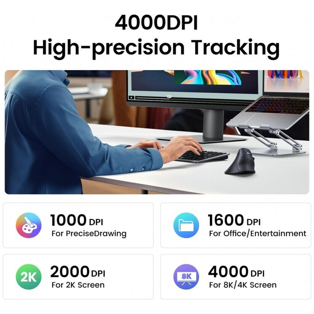 Mouse Wireless UGREEN MU008, 4000DPI, Nero