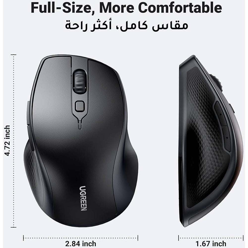 Drahtlose Maus UGREEN MU101, 4000DPI, BT / Wi-Fi, Schwarz