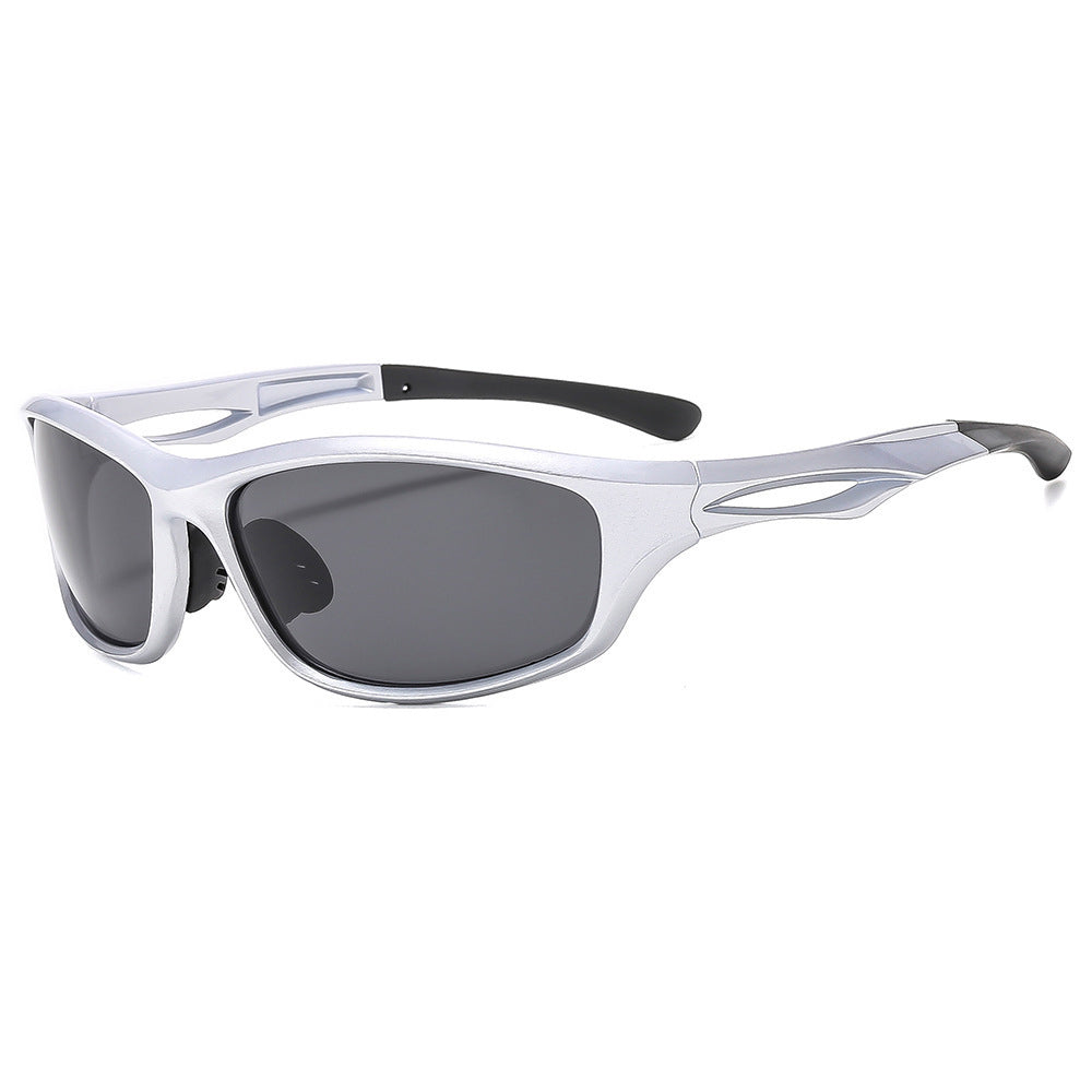 Lunettes de Cyclisme Unisexes Techsuit 9309, Polarisées, Argent Gris