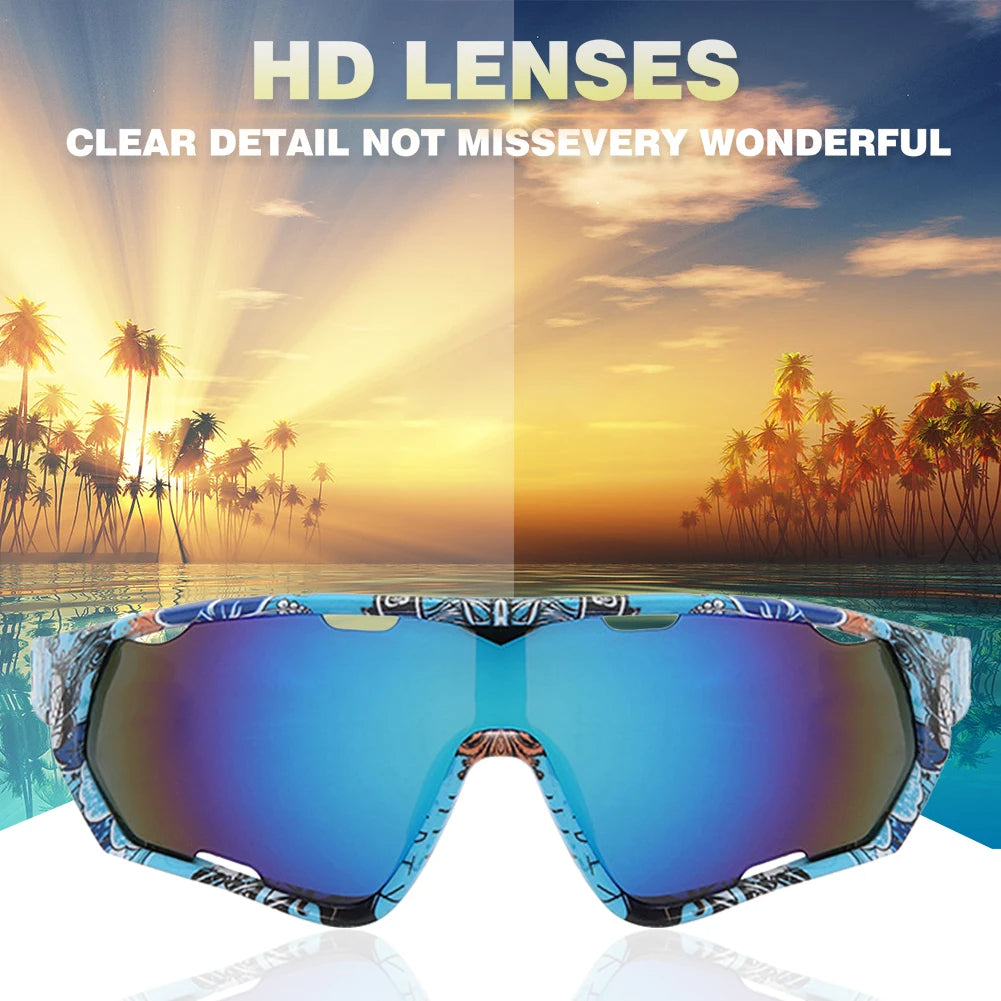Lunettes de Cyclisme Unisexes Techsuit 9330, Noires Rouges Oranges