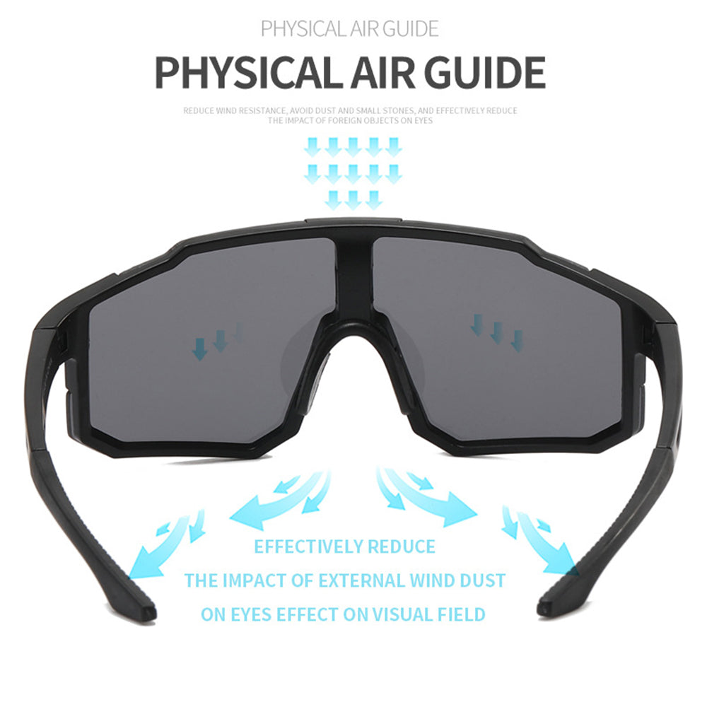 Lunettes de Cyclisme Unisexes Techsuit 9337, Protection UV, Noir Argenté