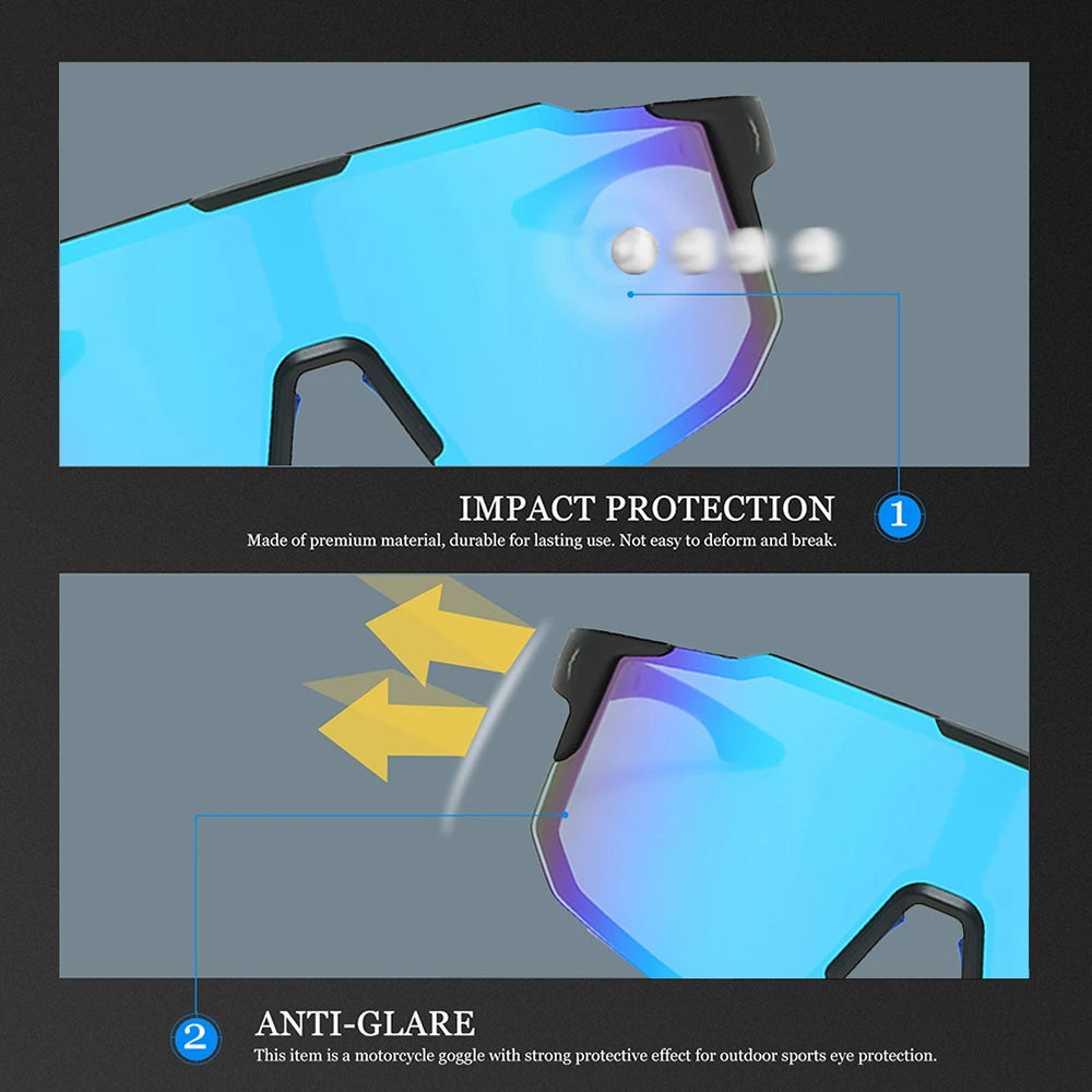 Lunettes de Cyclisme Unisexes Techsuit 9337, Protection UV, Noir Argenté