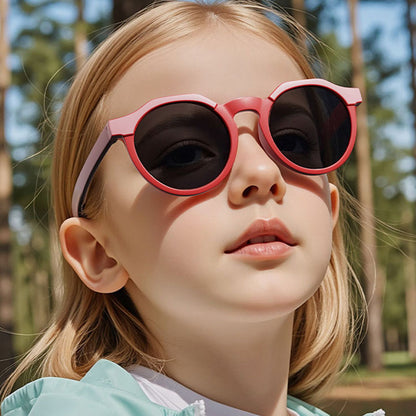 Techsuit 601 Kinder-Sonnenbrille, polarisiert, UV-Schutz, Lila Grau