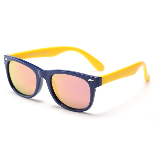 Lunettes de Soleil Enfants Techsuit D802, Polarisées, Protection UV, Bleu Marine Jaune