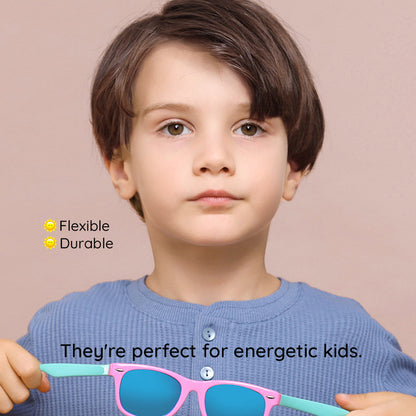 Occhiali da Sole Bambini Techsuit D802, Polarizzati, Protezione UV, Neri Blu