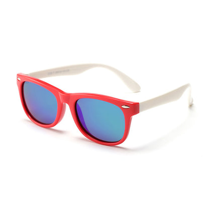 Techsuit D802 Kinder-Sonnenbrille, polarisiert, UV-Schutz, Rot Weiß Grün