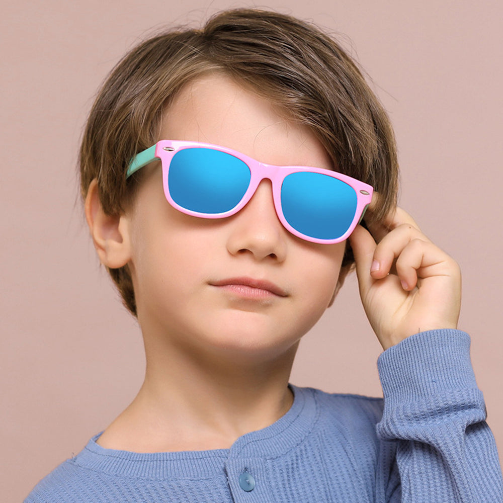 Techsuit D802 Kinder-Sonnenbrille, polarisiert, UV-Schutz, Rot Weiß Grün