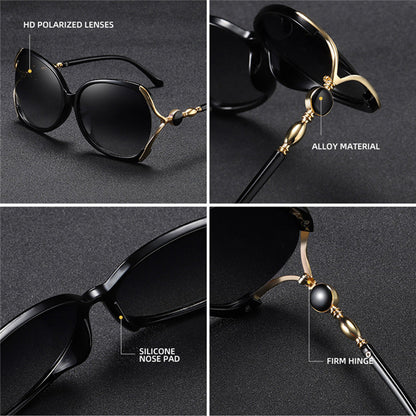 Damen-Sonnenbrille Techsuit 1722, polarisiert, UV-Schutz, Schwarz Grau