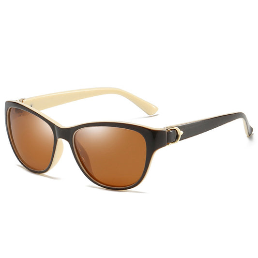 Damen-Sonnenbrille Techsuit A572, polarisiert, UV-Schutz, Braun Weiß