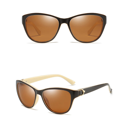 Damen-Sonnenbrille Techsuit A572, polarisiert, UV-Schutz, Braun Weiß
