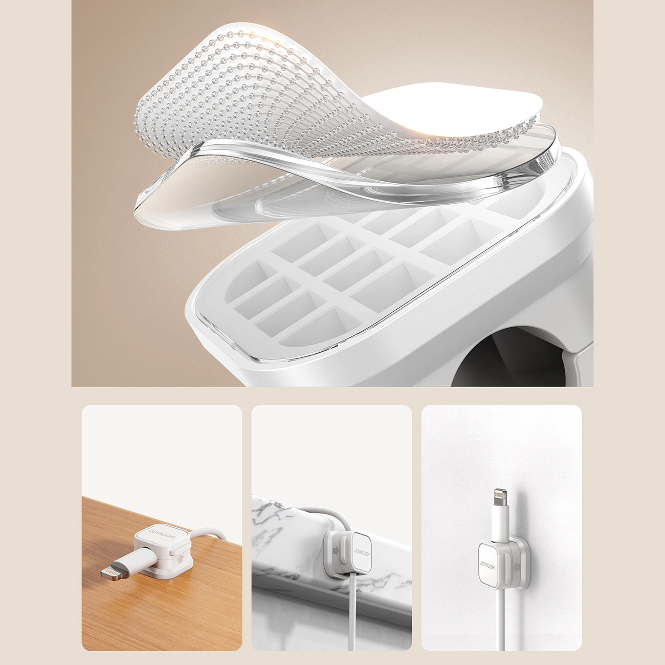 Organizzatore Cavi Joyroom JR-ZS368, Set 6 Pezzi, Bianco