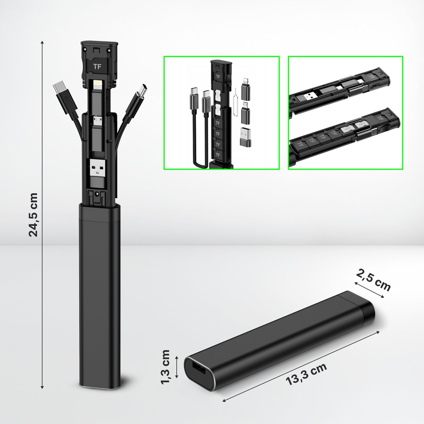 Organisateur avec Accessoires / Lecteur de Carte Qualo QZS-P-01, Noir