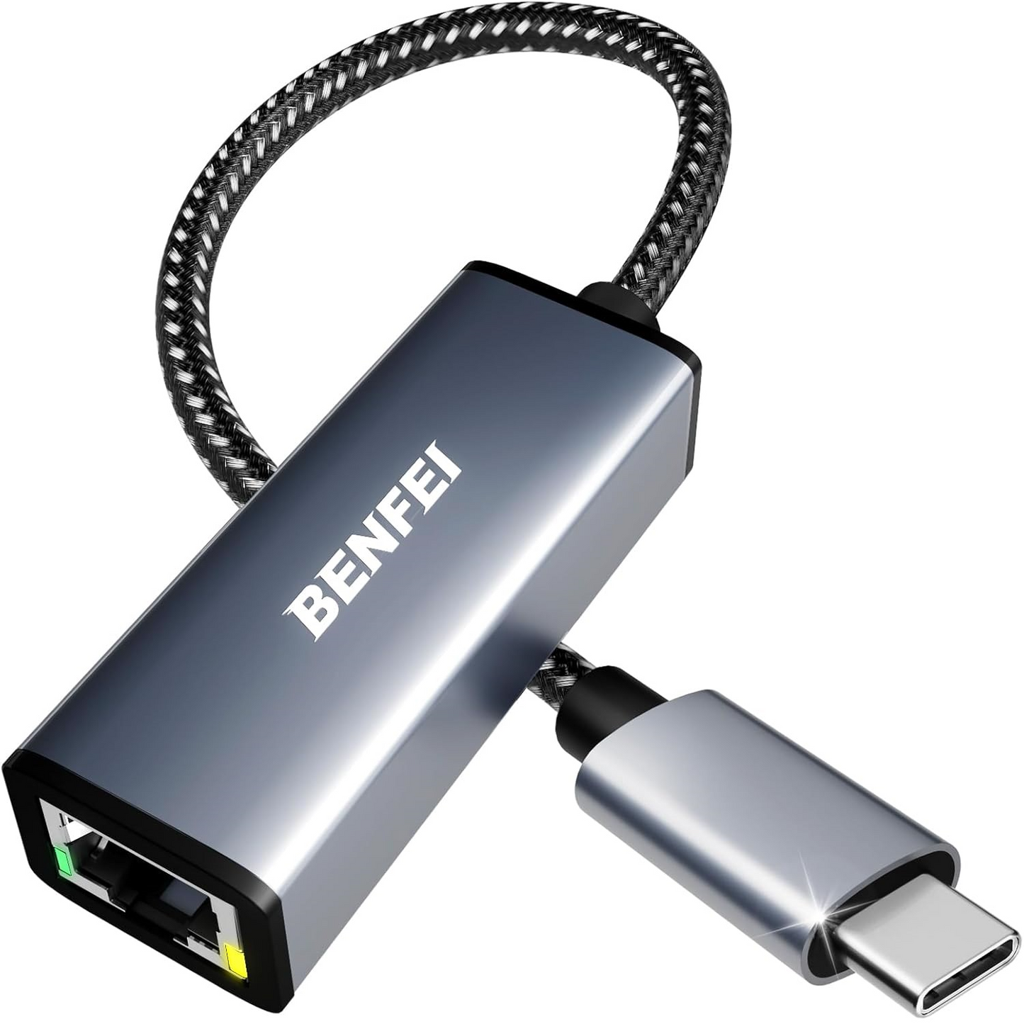 Benfei Netzwerkkarte, RJ45, USB-C, Grau
