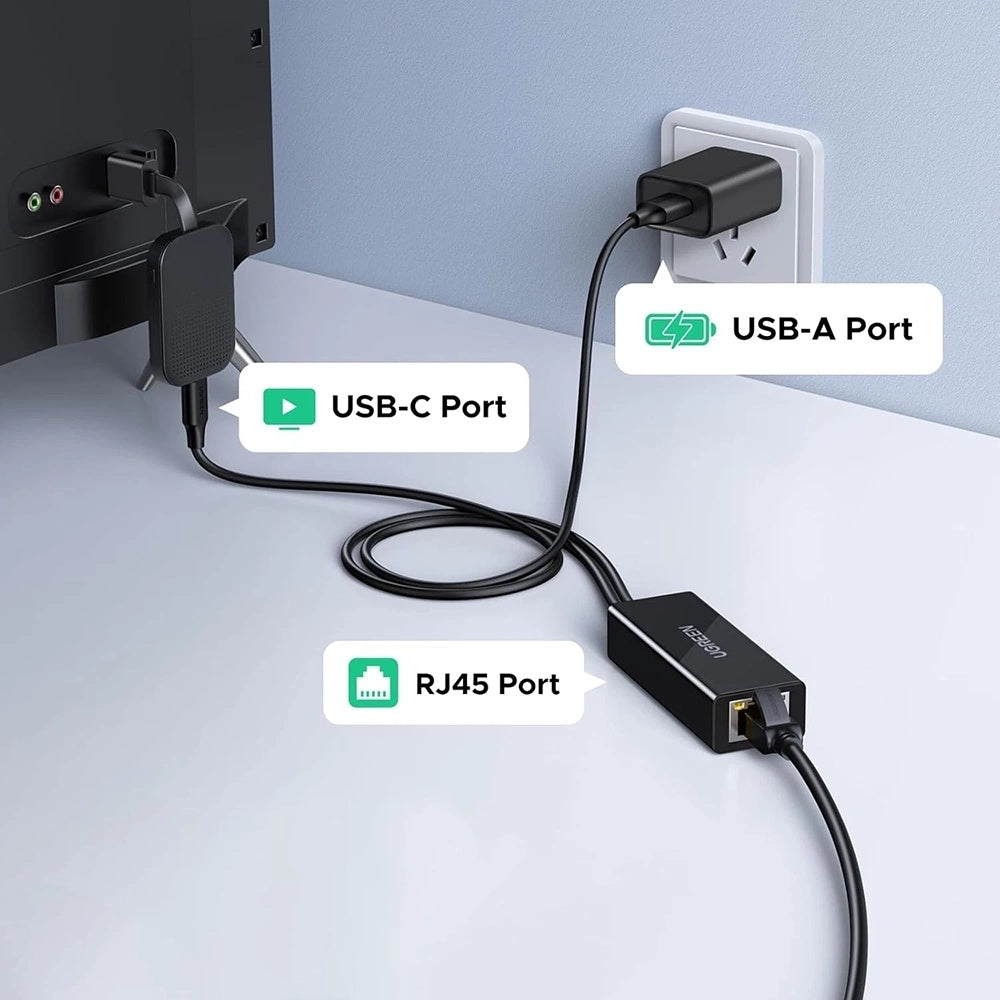 Scheda di Rete UGREEN CR110 (75535), RJ45, USB / USB-C, Nero